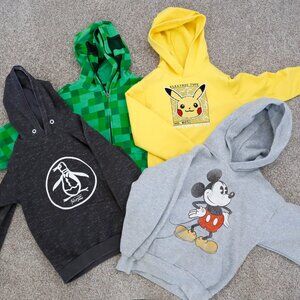 Youth Boys Hoodie Sweatshirt Lot Size S & 7 Minecraft Mickey Mouse Pikachu